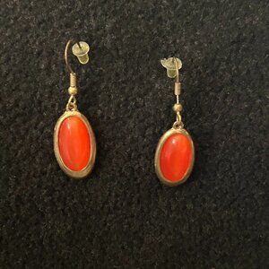 Bright Orange Stone Drop Earrings